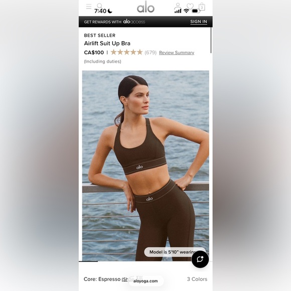 ALO Yoga Airlift Suit Up Bra & High Waist Suit Up Legging Set Espresso NWT - Picture 3 of 4